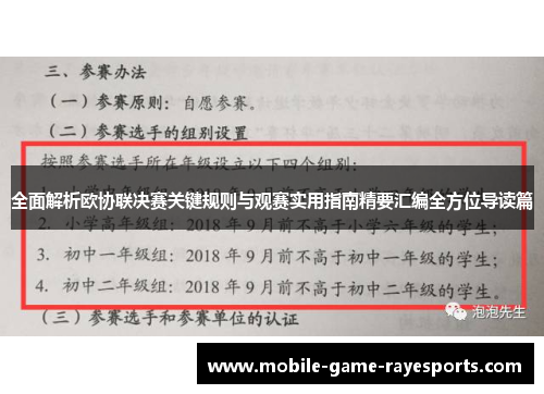 全面解析欧协联决赛关键规则与观赛实用指南精要汇编全方位导读篇 全面解析欧协联决赛关键规则与观赛实用指南精要汇编全方位导读篇